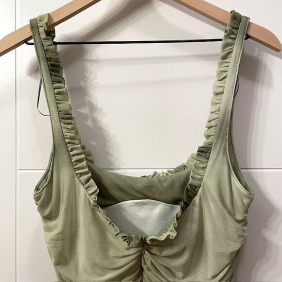 NWT Zara Mesh Overlay Green Ombre Ruched Sleeveless Ruffle Mini Dress Size XL - Picture 7 of 16